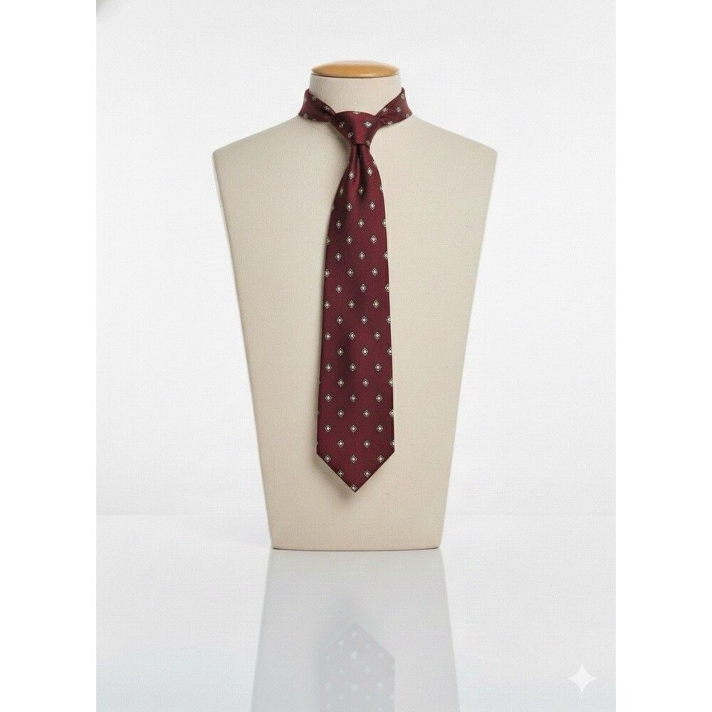 New With Tags! Vintage BRIONI Maroon Silk Medallion Tie Handmade Italy
